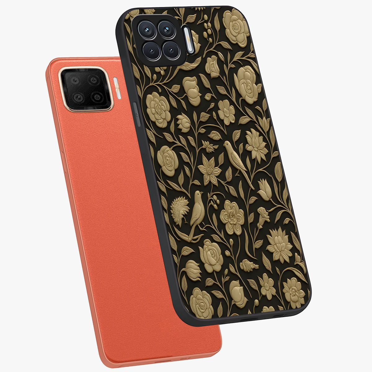 Golden Evil Eye Mandala Glass Case displayed in angled mockup highlighting protective evil eye symbol with golden mandala design.