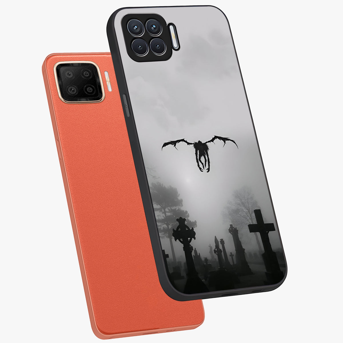 Graveyard Shadow Descent Glass Case displayed in angled mockup highlighting eerie shadow illustration with gothic aesthetic.