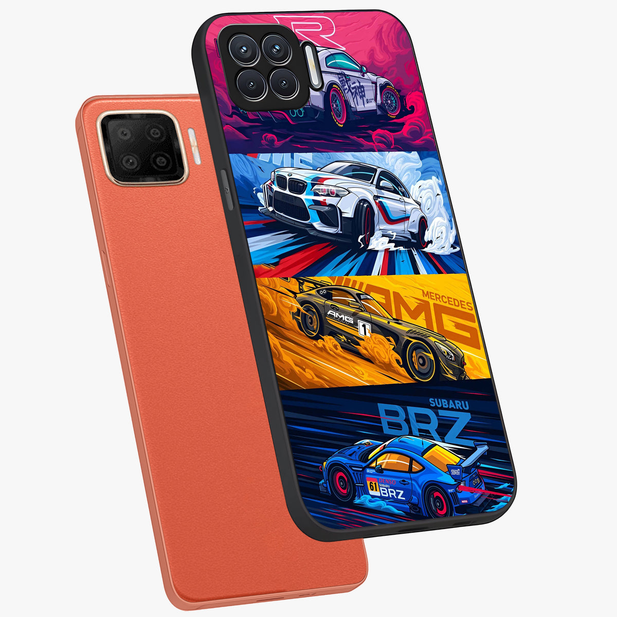 JDM Sports Car Glass Case displayed in angled mockup highlighting sleek Japanese racing car design with automotive aesthetic.