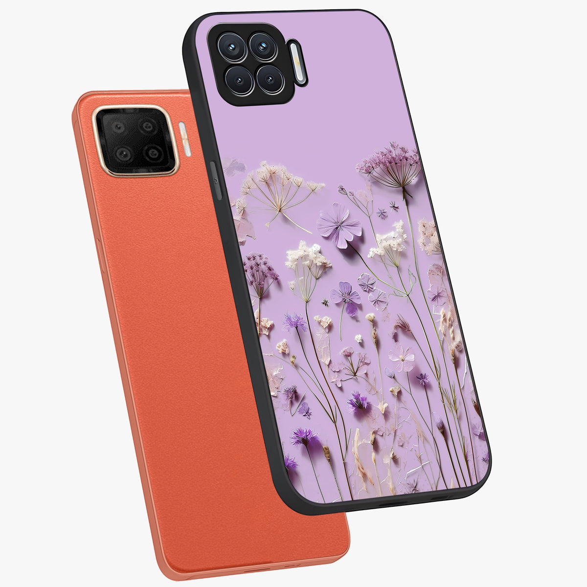Lavender Blossom Dream Glass Case displayed in angled mockup highlighting dreamy lavender flower design with calming aesthetic style.