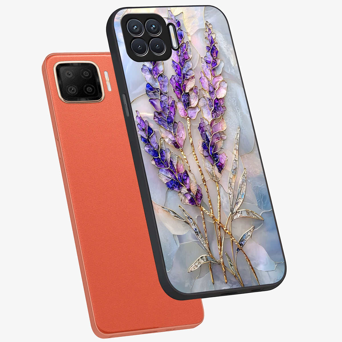 Lavender Dream Glow Glass Case displayed in angled mockup highlighting dreamy purple glow design with soft artistic style.