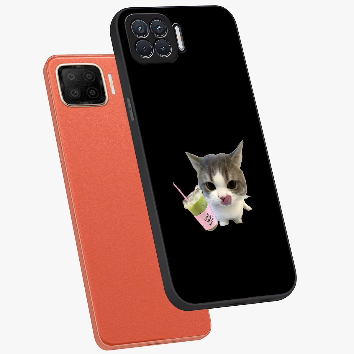 Matcha Cat Style Glass Case displayed in angled mockup highlighting playful feline design with pastel matcha aesthetic.