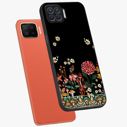 Midnight Bloom Pattern Glass Case displayed in angled mockup highlighting elegant flower design with midnight aesthetic style.