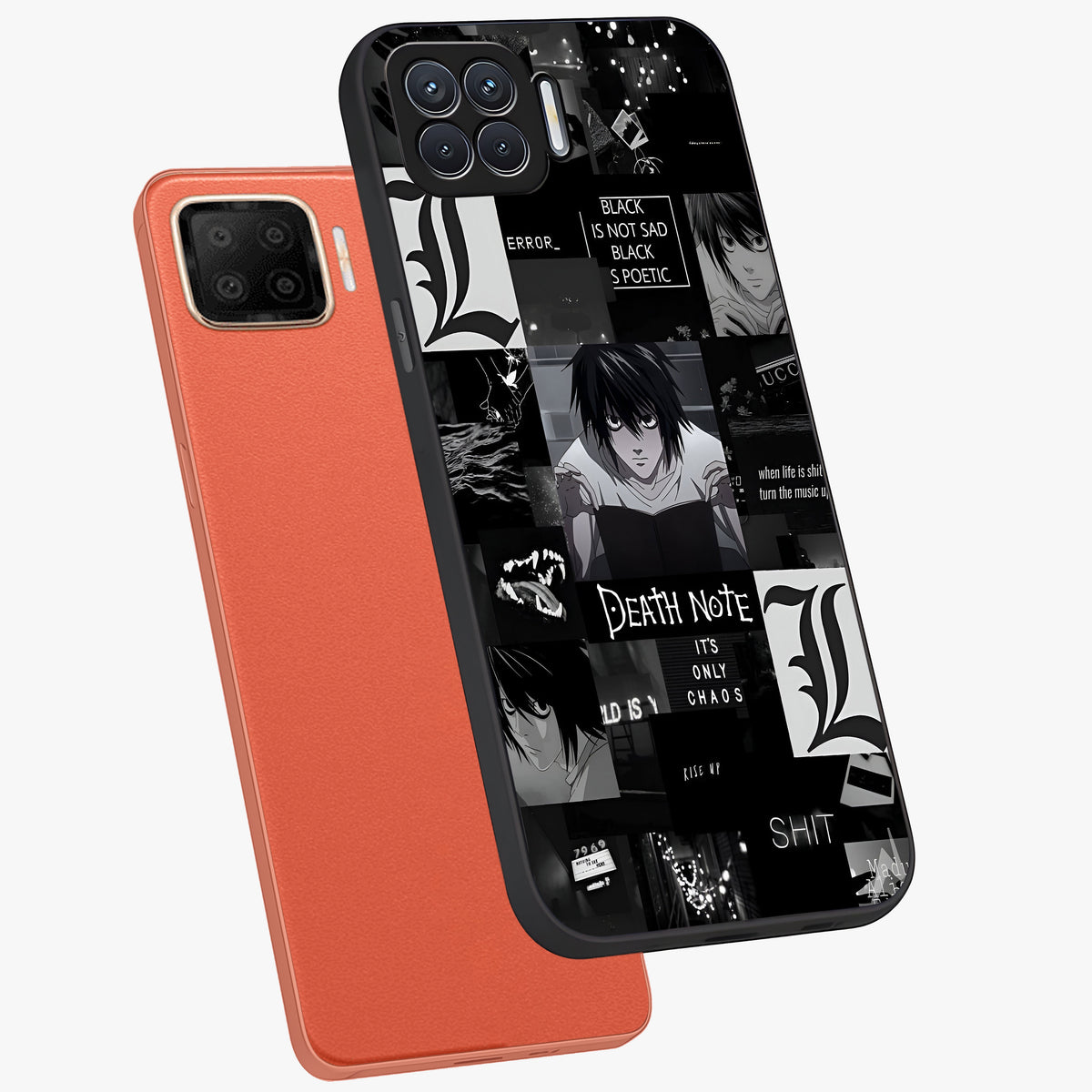 Midnight Chaos Mind Glass Case displayed in angled mockup highlighting chaotic artistic design with dramatic midnight aesthetic.