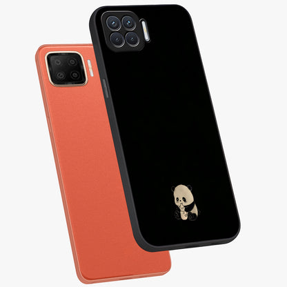 Midnight Panda Love Glass Case displayed in angled mockup highlighting adorable panda illustration with midnight aesthetic.