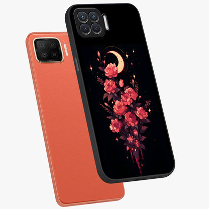 Moonlit Floral Elegance Glass Case displayed in angled mockup highlighting graceful flower design with soft moonlight aesthetic.