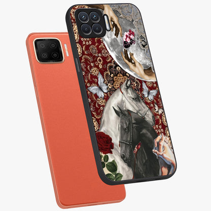 Moonlit Royal Stallion Glass Case displayed in angled mockup highlighting powerful stallion illustration with royal night aesthetic.