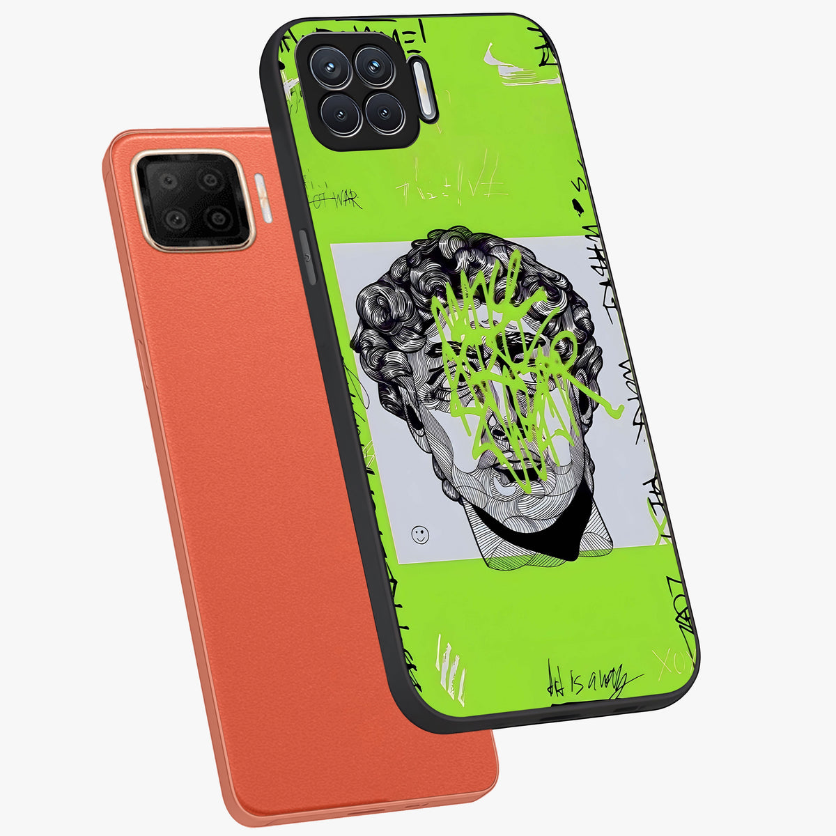 Neo Graffiti Rebellion Glass Case displayed in angled mockup highlighting urban street art design with rebellious aesthetic.
