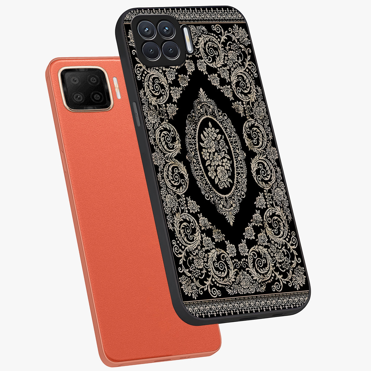 Noir Bloom Elegance Glass Case displayed in angled mockup highlighting refined flower design with stylish noir aesthetic.