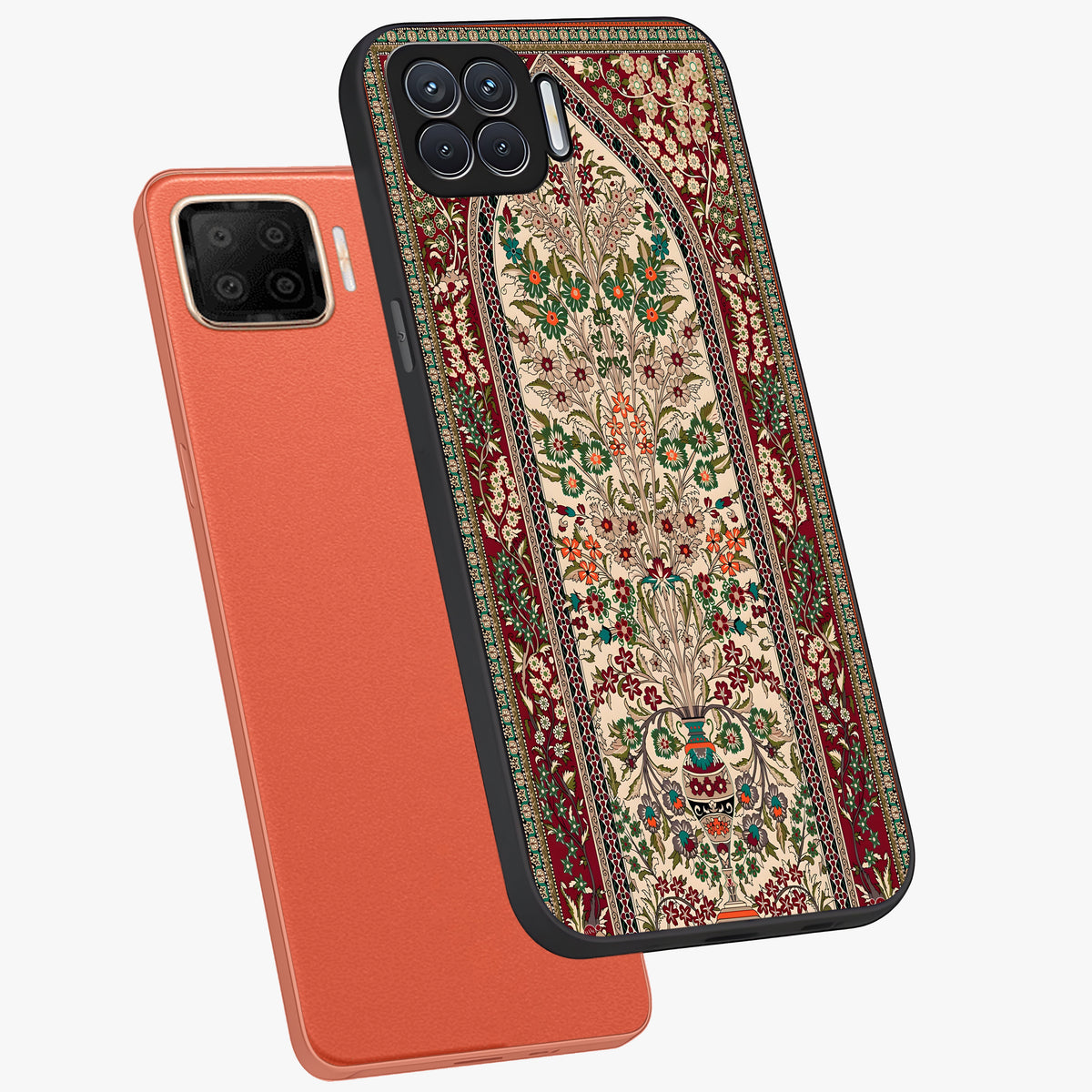 Persian Inspired Glass Case displayed in angled mockup highlighting intricate traditional design with elegant cultural aesthetic.
