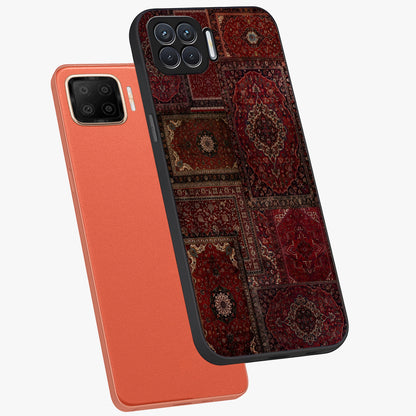 Persian Velvet Tale Glass Case displayed in angled mockup highlighting ornate textile inspired design with royal aesthetic.