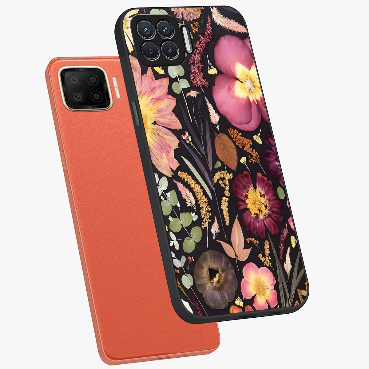 Petal Dream Tapestry Glass Case displayed in angled mockup highlighting decorative petal pattern with elegant botanical aesthetic.