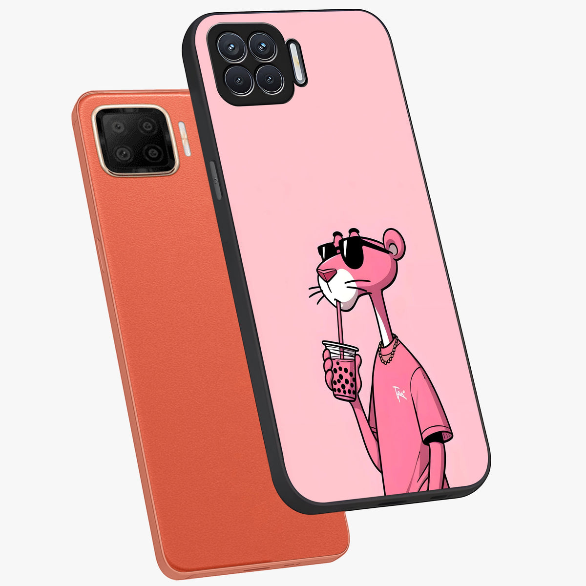Pink Panther Glass Case displayed in angled mockup highlighting playful cartoon character design with vibrant pink aesthetic.