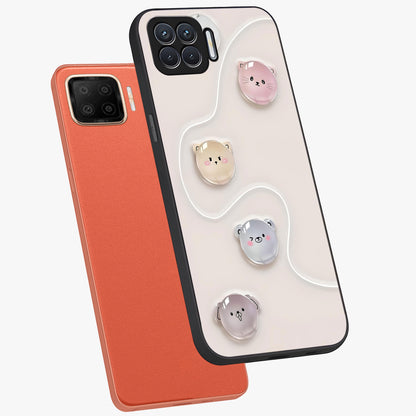 Puffy Face Parade Glass Case displayed in angled mockup highlighting playful cartoon face design with fun aesthetic.