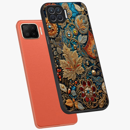 Royal Jewel Garden Glass Case displayed in angled mockup highlighting vibrant jewel inspired floral design with elegant aesthetic.