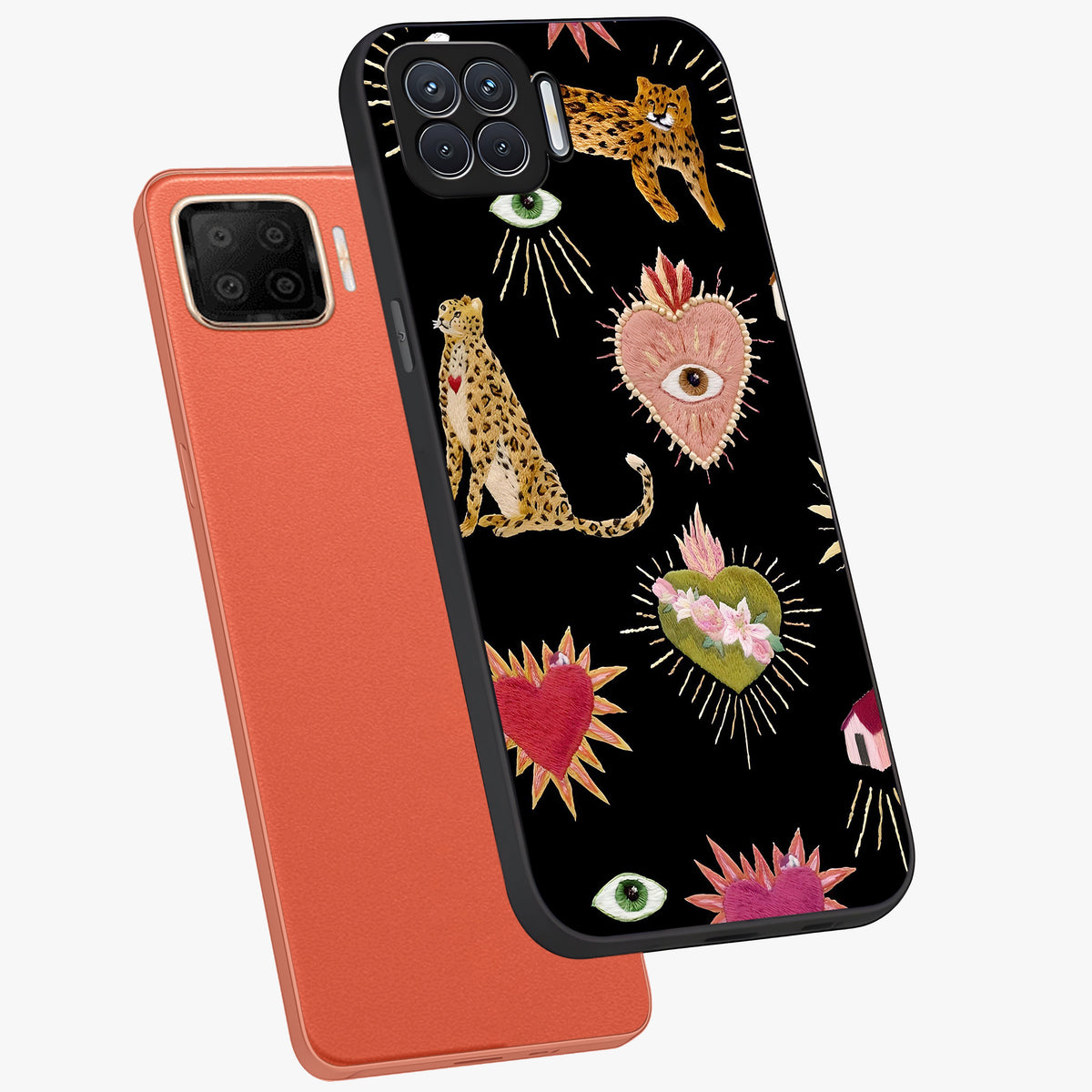 Sacred Jungle Heart Glass Case displayed in angled mockup highlighting lush tropical design with natural aesthetic style.