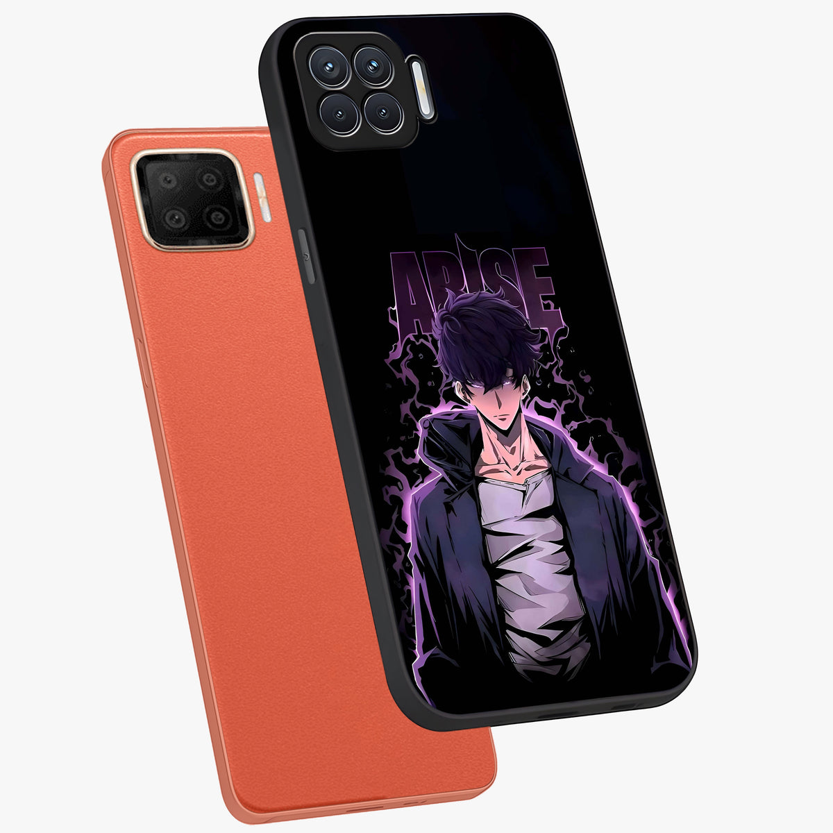 Shadow Monarch Awakening Glass Case displayed in angled mockup highlighting dramatic shadow warrior design with fantasy aesthetic.