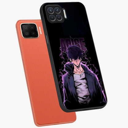 Shadow Monarch Awakening Glass Case displayed in angled mockup highlighting dramatic shadow warrior design with fantasy aesthetic.
