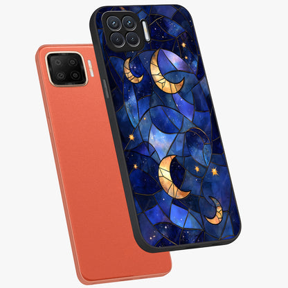 Starlit Sky Tapestry Glass Case displayed in angled mockup highlighting celestial night pattern with artistic aesthetic style.