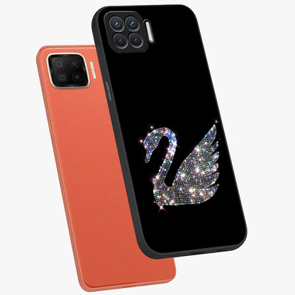 Starlit Swan Grace Glass Case displayed in angled mockup highlighting elegant swan illustration with dreamy celestial aesthetic.