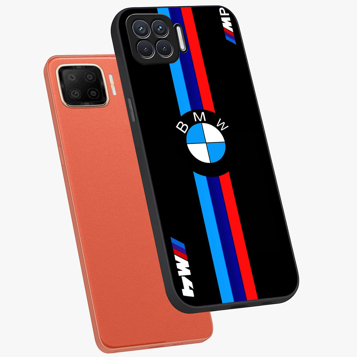 Turbo BMW Beast Glass Case displayed in angled mockup highlighting sleek racing car design with bold automotive aesthetic.