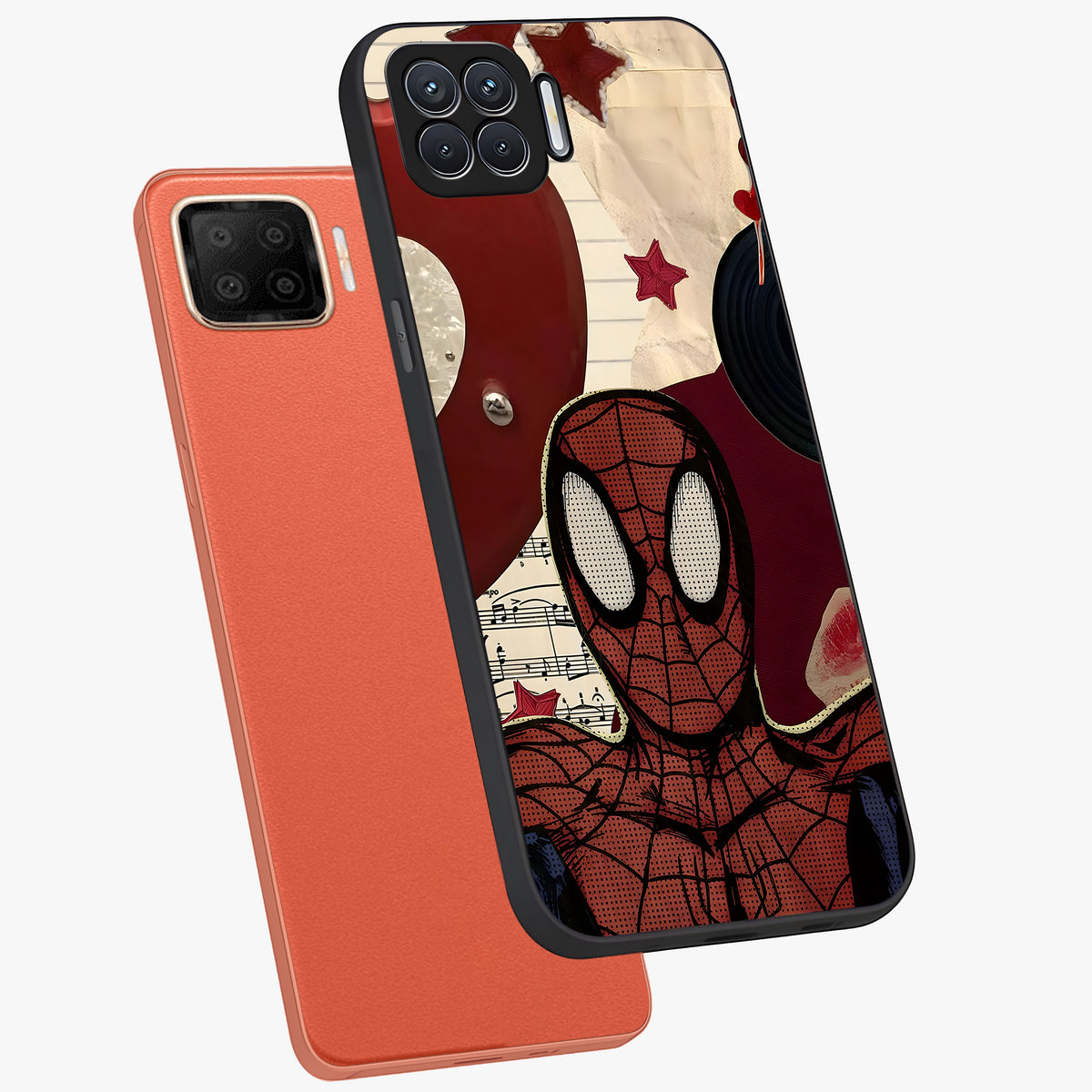 Web Warrior Vibes Glass Case displayed in angled mockup highlighting dynamic web design with comic style aesthetic.