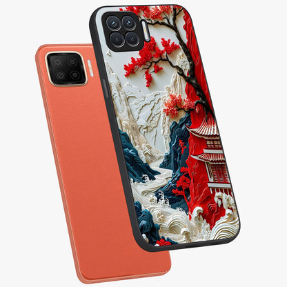 Whispers Of Sakura Waves Glass Case displayed in angled mockup highlighting flowing sakura design with soft floral aesthetic.