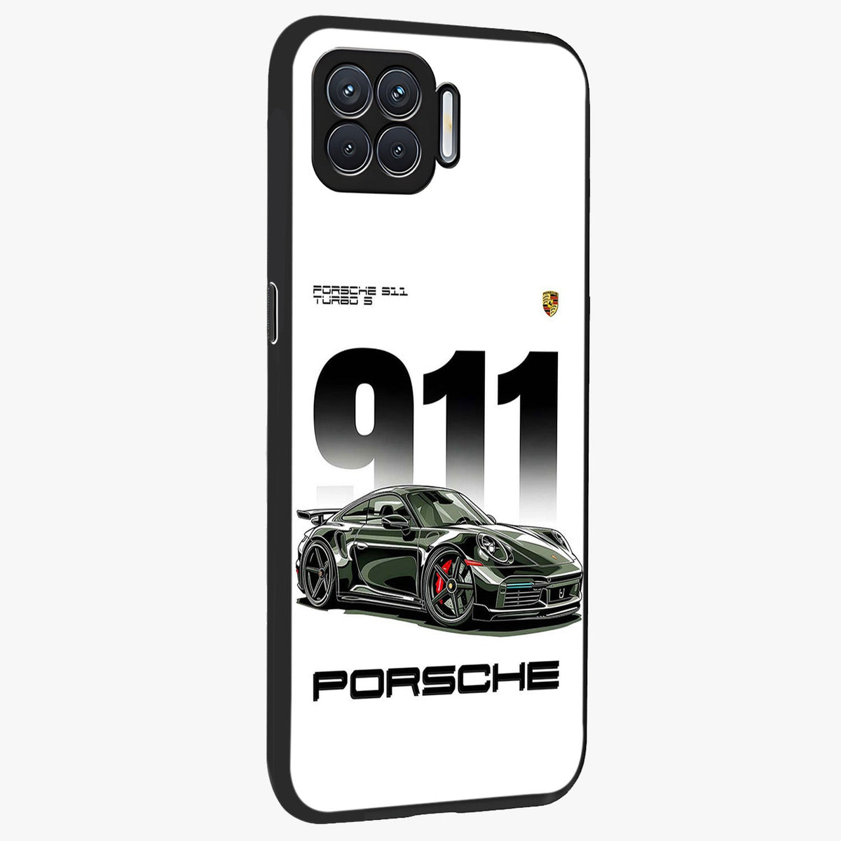 911 Turbo Dominance Glass Case upright perspective showcasing powerful racing design and modern automotive aesthetic.