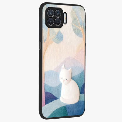 Cotton Dream Cat Glass Case upright view showcasing charming cat artwork with cozy dreamy theme.