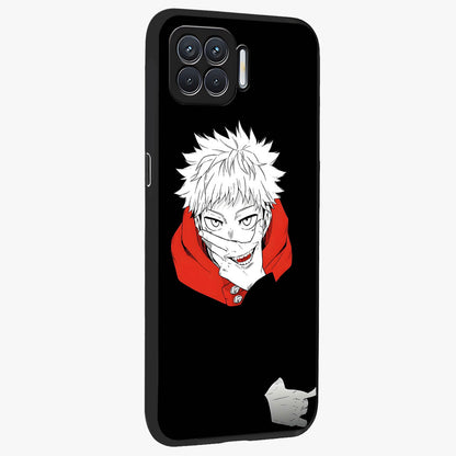 Crimson Chaos Smile Glass Case upright view showcasing expressive chaotic artwork with striking visual theme.