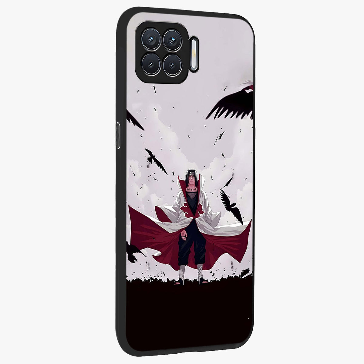 Crimson Crow Ascension Glass Case upright view showcasing dramatic crow artwork with bold gothic theme.