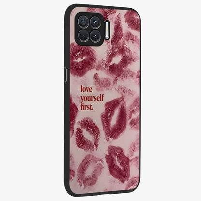 Crimson Kiss Love Glass Case upright view showcasing expressive romantic artwork with deep crimson theme.