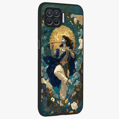Divine Krishna Art Glass Case upright view showcasing divine Krishna artwork with sacred artistic theme.