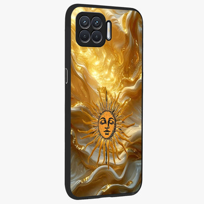 Eternal Golden Glow Glass Case upright view showcasing luminous golden artwork with luxurious visual theme.