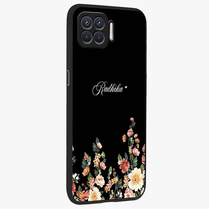 Floral Design With a Custom Personalized Name Glass Case upright view showcasing delicate floral artwork with personalized aesthetic style.