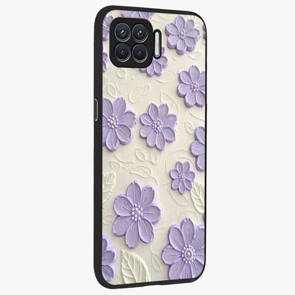 Floral Wall Art With Purple Flowers Glass Case upright view showcasing elegant purple flower artwork with decorative floral theme.