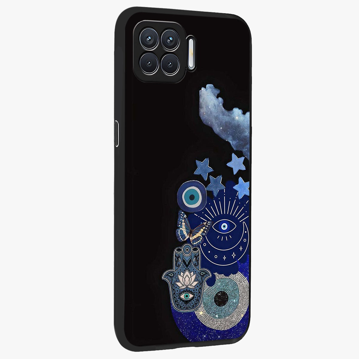 Galactic Charm Cluster Glass Case upright view showcasing glowing cosmic charm artwork with magical celestial style.