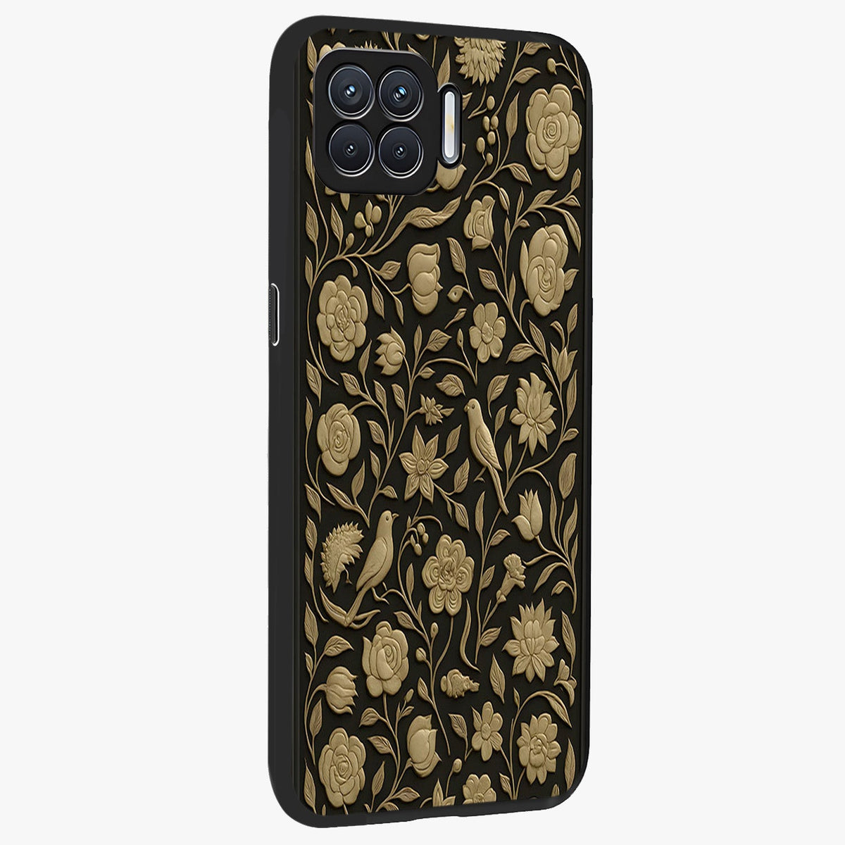 Golden Evil Eye Mandala Glass Case upright view showcasing decorative evil eye mandala artwork with spiritual aesthetic style.