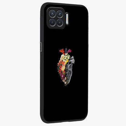 Heart With Flowers Glass Case upright view showcasing decorative heart and floral artwork with sweet romantic theme.