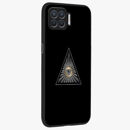 Illuminati Evil Glass Case upright view showcasing striking illuminati artwork with mysterious symbolic theme.