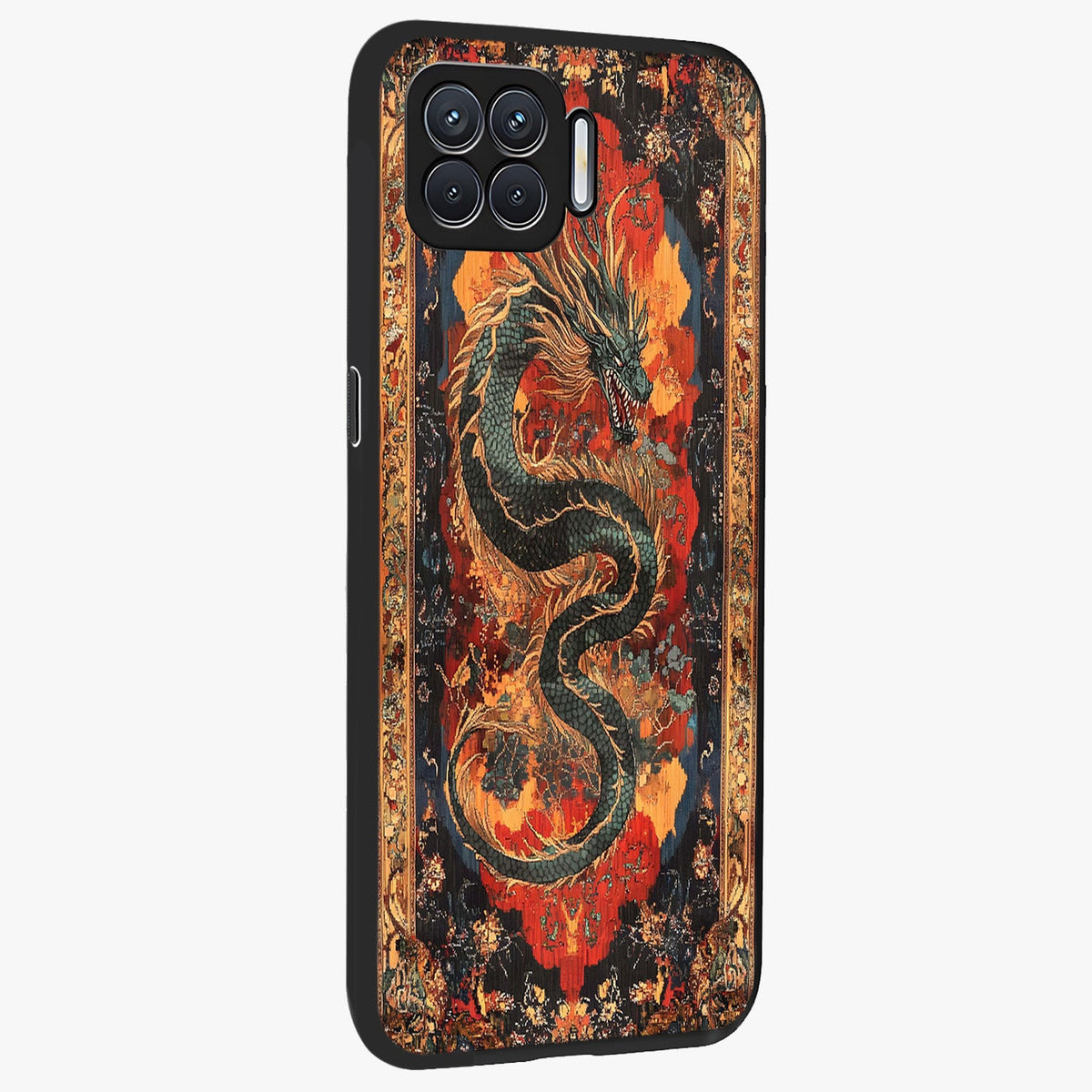 Inferno Dragon Soul Glass Case upright view showcasing intense dragon artwork with fantasy fire theme.