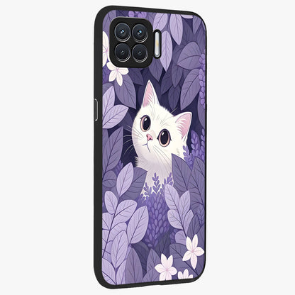 Lilac Hide Peek Cat Glass Case upright view showcasing charming cat artwork with adorable peek theme.