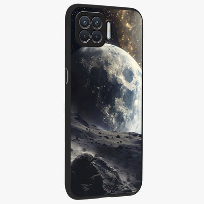 Lunar Horizon Glow Glass Case upright view showcasing radiant lunar artwork with calm cosmic theme.