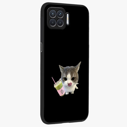 Matcha Cat Style Glass Case upright view showcasing charming cat artwork with cozy aesthetic theme.
