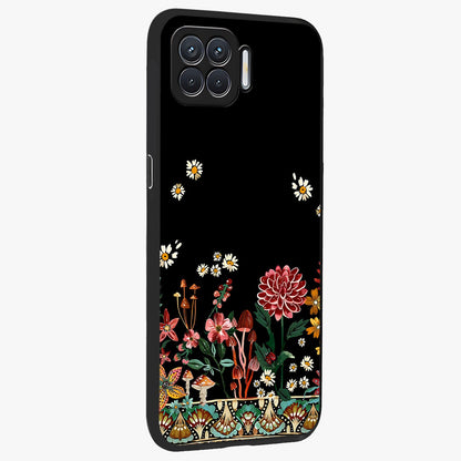 Midnight Bloom Pattern Glass Case upright view showcasing decorative floral artwork with deep night themed palette.