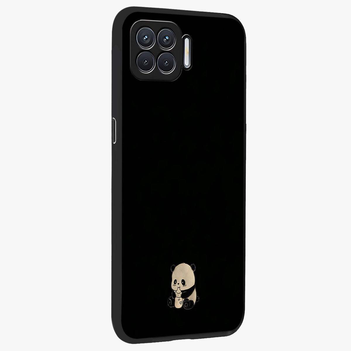 Midnight Panda Love Glass Case upright view showcasing charming panda artwork with playful romantic theme.