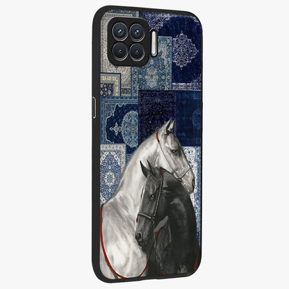 Midnight Stallion Blues Glass Case upright view showcasing dramatic horse artwork with bold artistic theme.