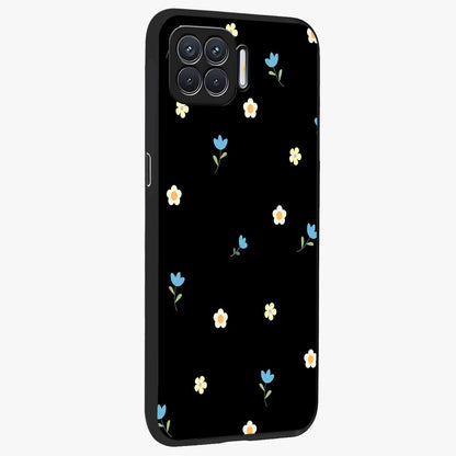 Minimal Petal Whispers Glass Case upright view showcasing elegant floral artwork with modern minimalist style.