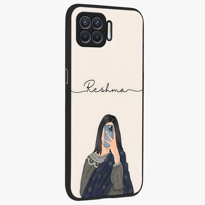 Mirror Mood Muse With Custom Name Glass Case upright view showcasing artistic mirror themed artwork with personalized aesthetic.