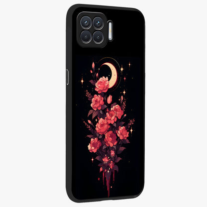 Moonlit Floral Elegance Glass Case upright view showcasing delicate floral artwork with refined night inspired theme.